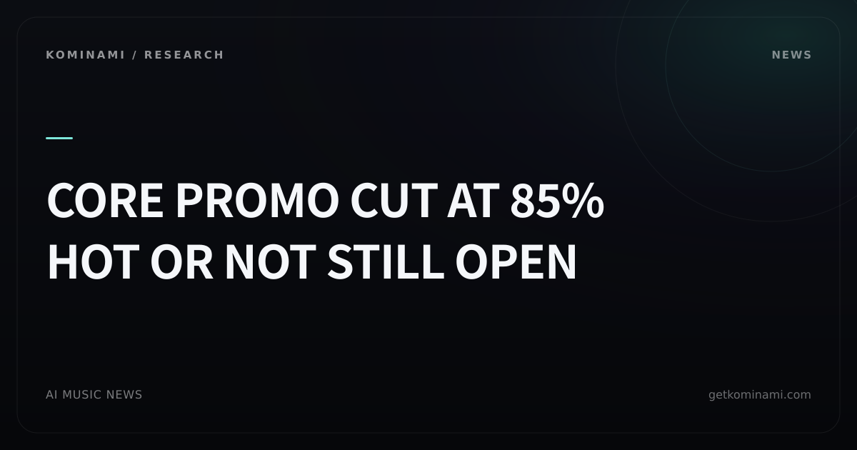 SubmitHub blocks core promo for tracks scored ≥85% likely AI; Hot or Not and Meta Ads stay open
