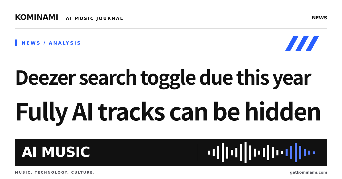 A switch to hide AI songs from search will roll out worldwide this year. Creators distributing AI tracks and BGM should check how visibility drops (Deezer)
