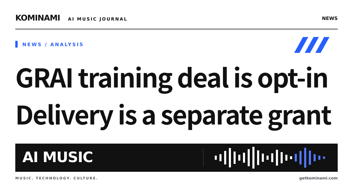 For creators releasing originals via indie distributors: a deal that trains only on rightsholder-approved tracks (delivery license is separate)