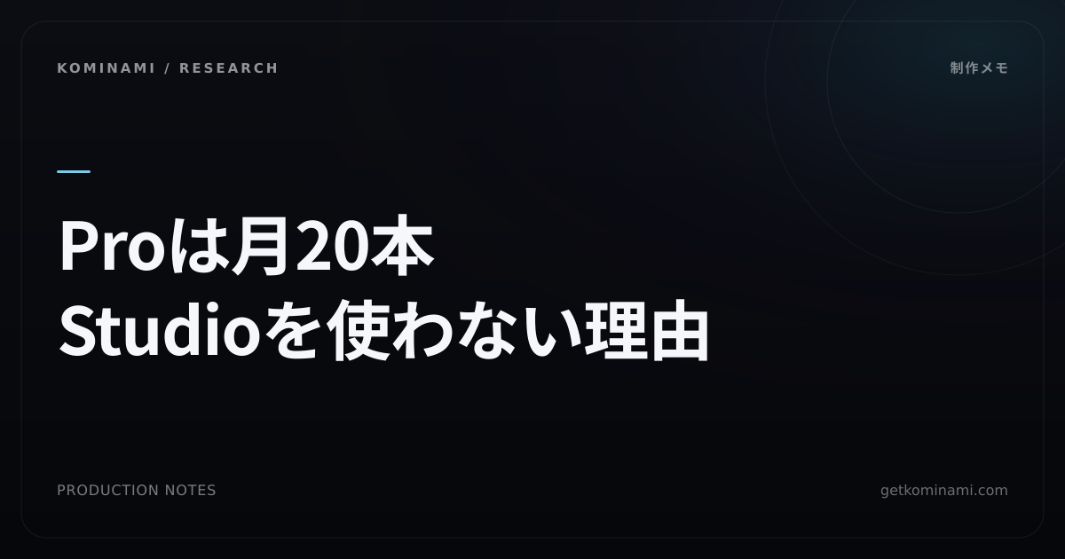 Sunoのダウンロード上限と、KominamiがStudioを使わない理由